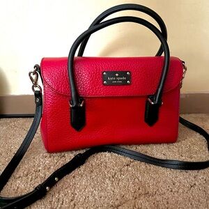 Kate Spade Red and Black Satchel with Structured Design
